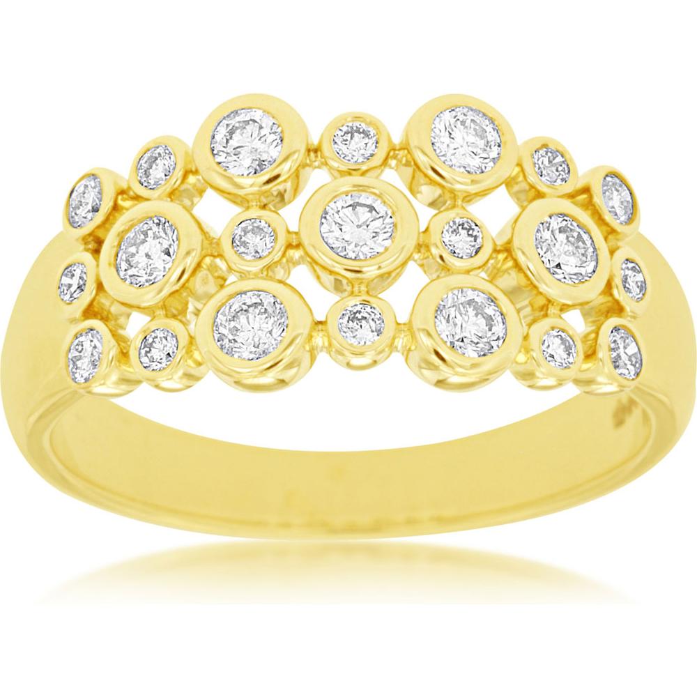 Royal 14K Yellow Gold Wedding Band with Bezel-Set Round Diamonds - 0.50 Carat Total Diamond Weight