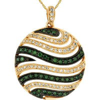 Royal 14K Yellow Gold White & Green Diamond Pendant - 0.75 Carat Total Diamond Weight