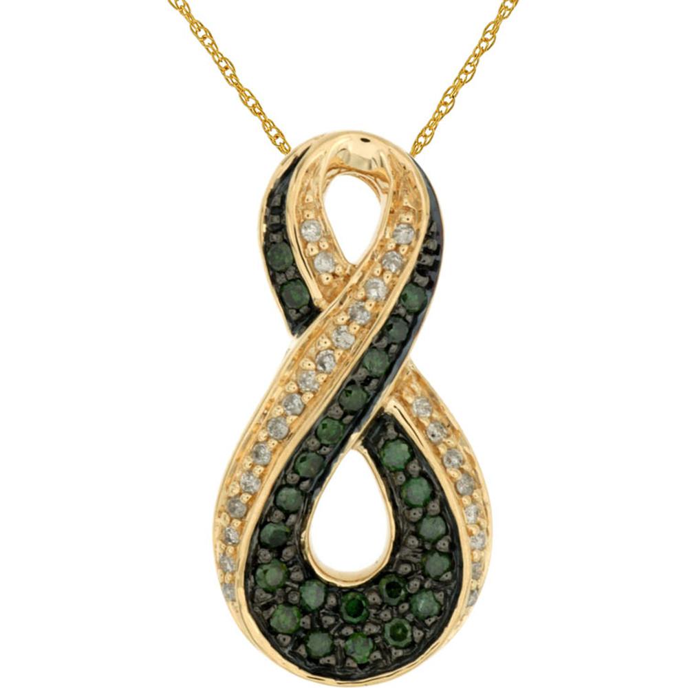Royal 14K Yellow Gold White & Green Diamond Pendant - Elegance Defined