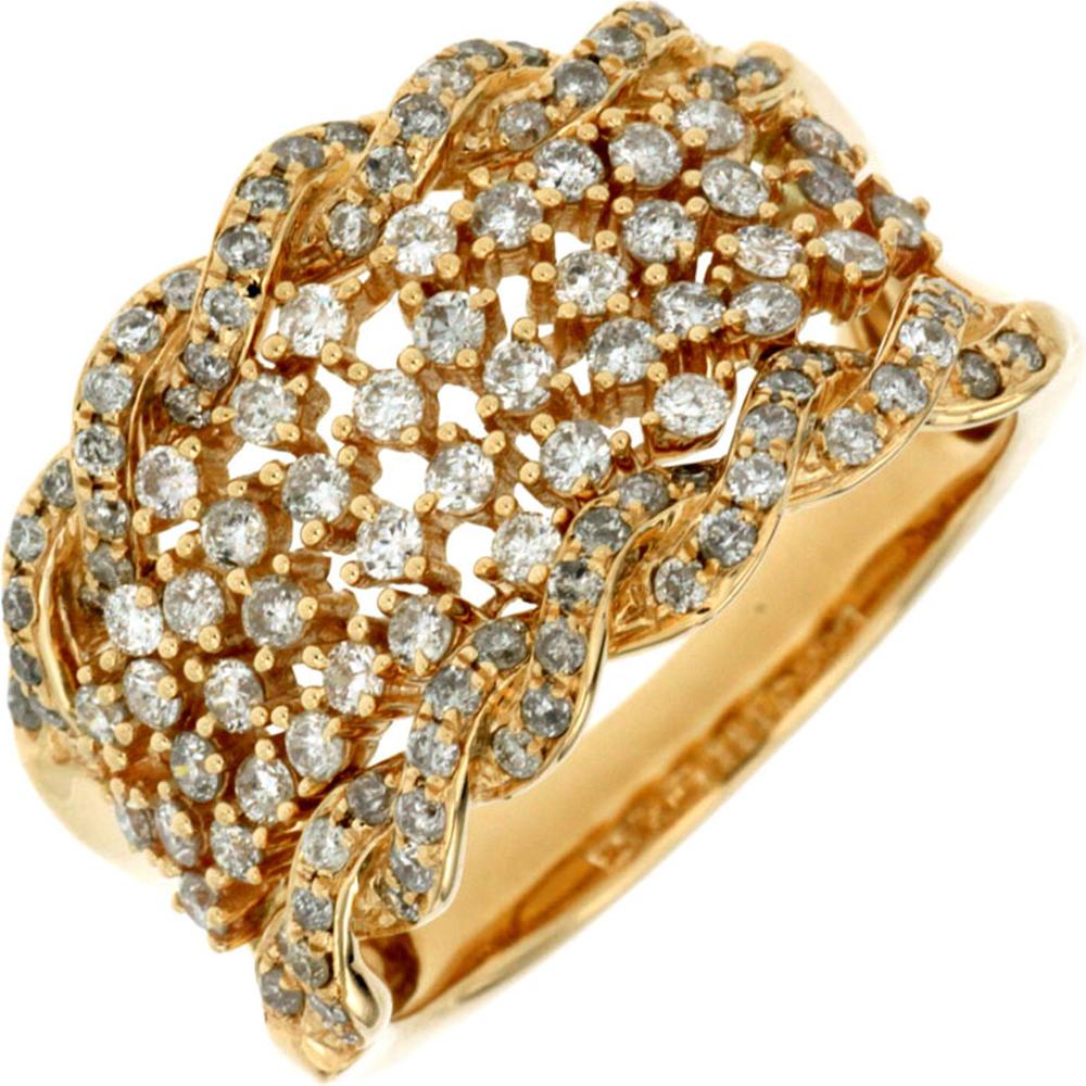 Royal 14K Yellow Gold Woven Diamond Band with Pavé Setting - 1.00 Carat Total Diamond Weight