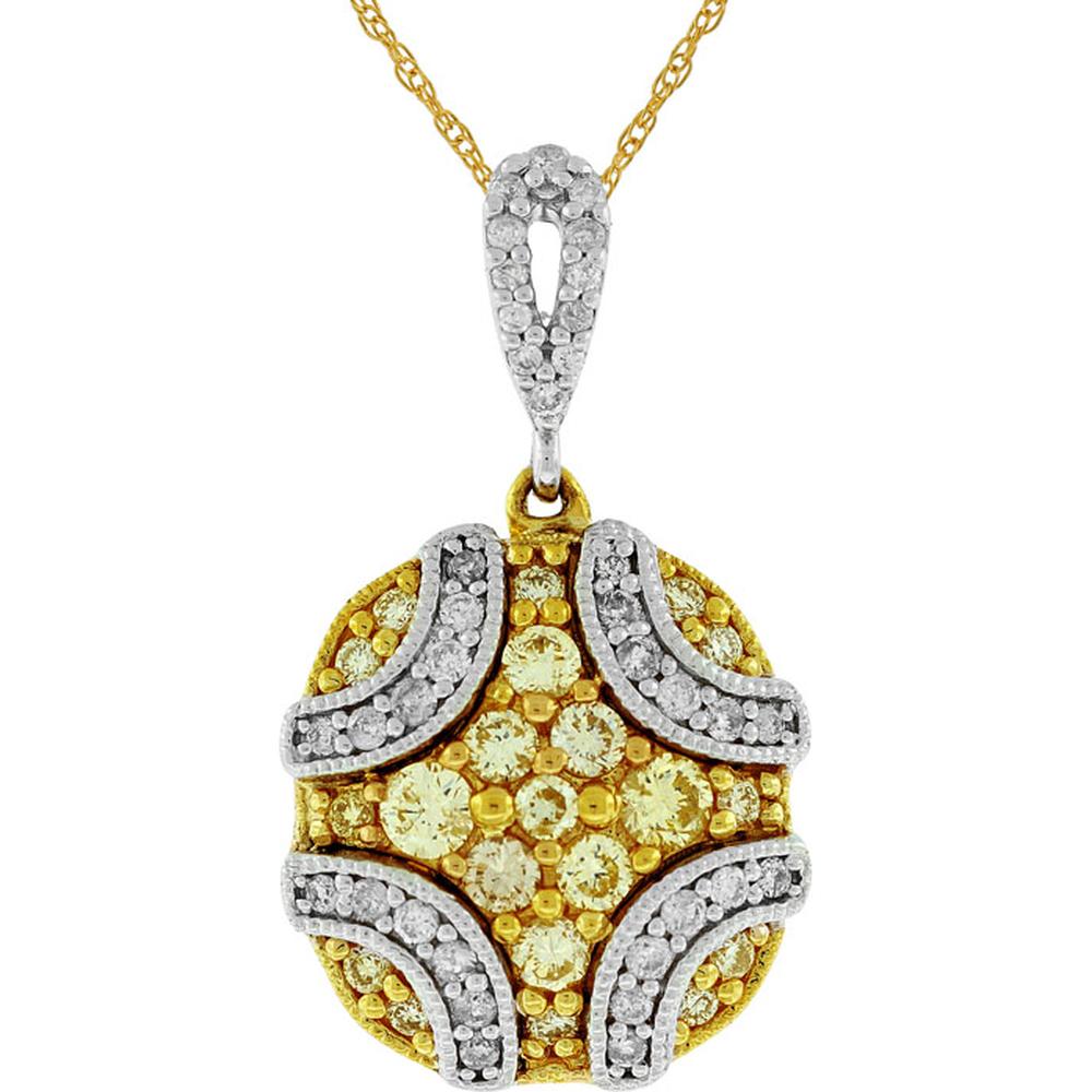 Royal 14K Yellow Gold Yellow Diamond & Diamond Pendant - 0.24 Carat Yellow Diamond, 0.52 Carat Total Diamond Weight