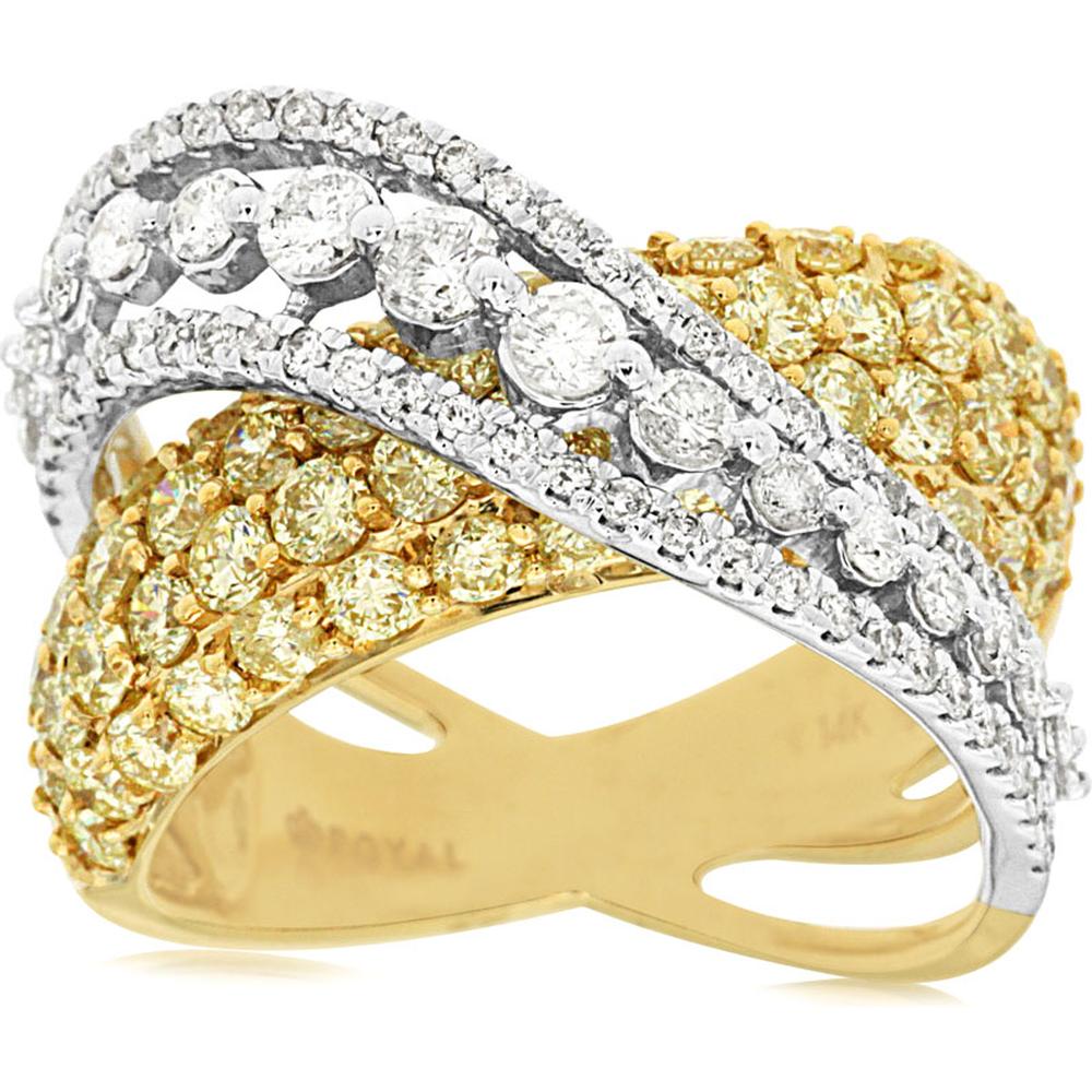 Royal 14K Yellow Gold Yellow Diamond & White Diamond Ring - 2.95 Carats Total Diamond Weight