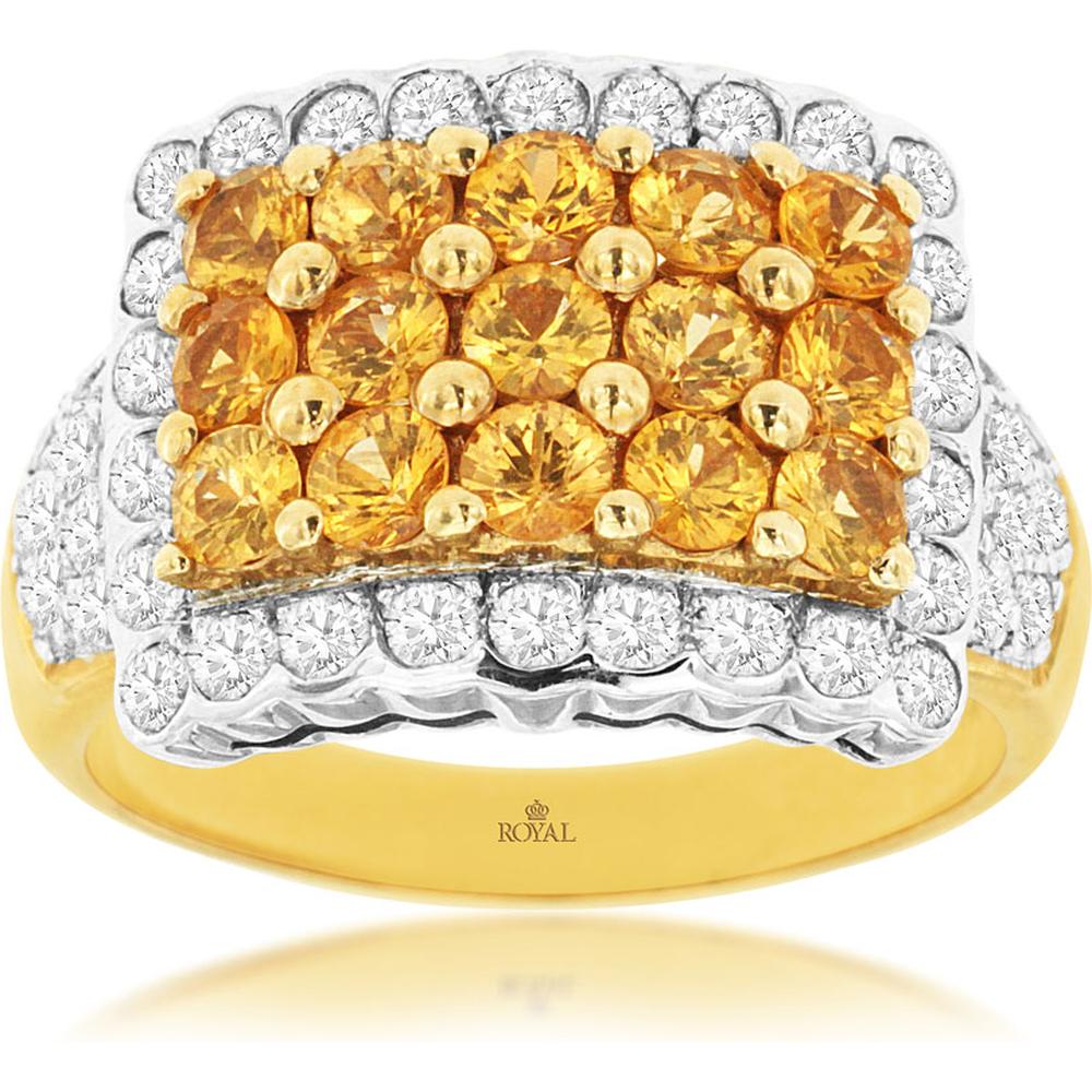 Royal 14K Yellow Gold Yellow Sapphire & Diamond Ring - 1.91 Carat Sapphire, 0.81 Carat Diamond Total