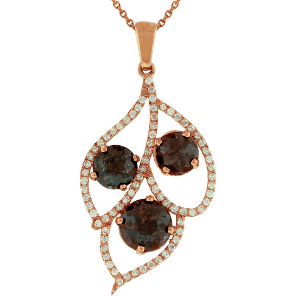 Royal 18K Rose Gold Fancy Diamond Pendant - 3.78 Carat Total Diamond Weight