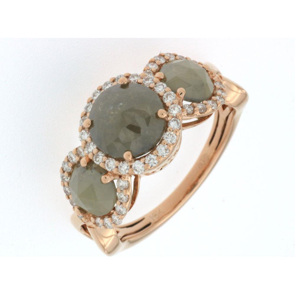 Royal 18K Rose Gold Green & White Diamond Ring - 2.90 Carat Total Diamond Weight