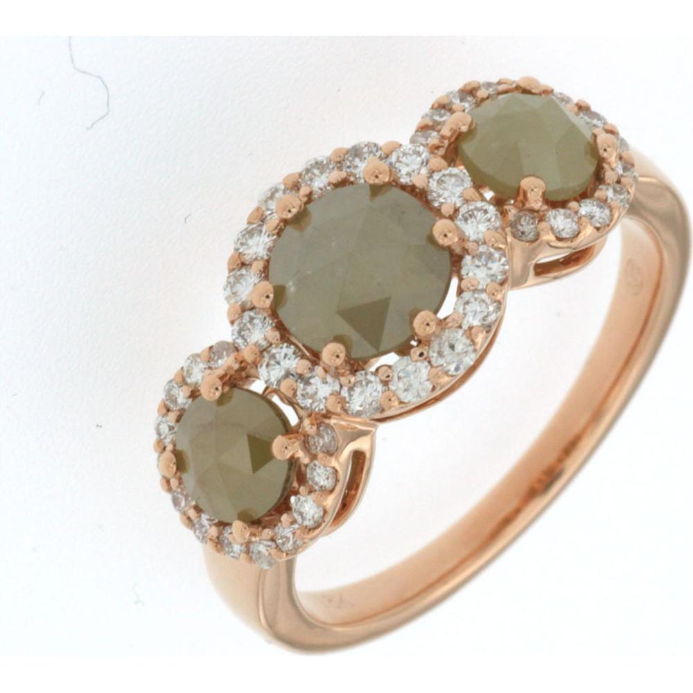 Royal 18K Rose Gold Green Diamond Ring - 2.15 Carat Total Diamond Weight