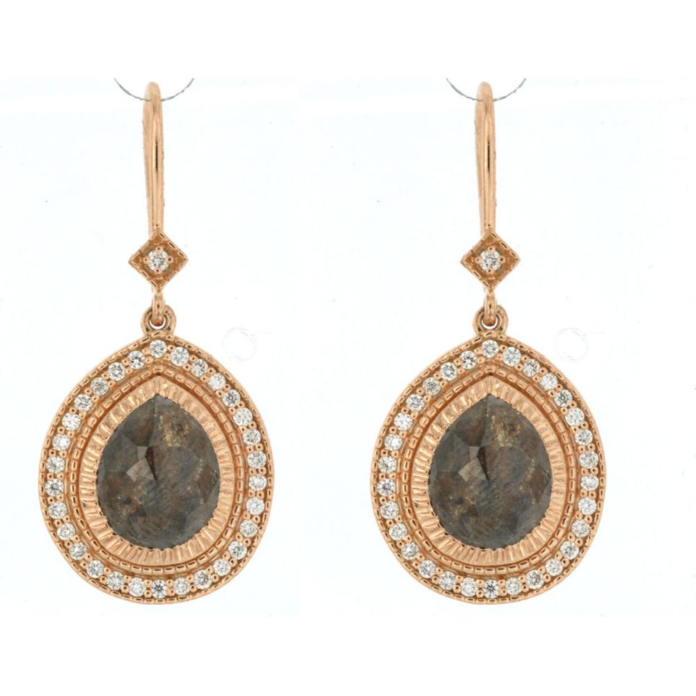 Royal 18K Rose Gold Mocha & White Diamond Earrings - 3.10 Carat Total Diamond Weight