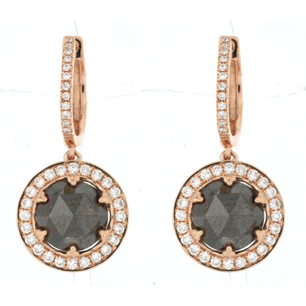 Royal 18K Rose Gold Mocha & White Diamond Earrings - 4.40 Carat FAN.D Diamond