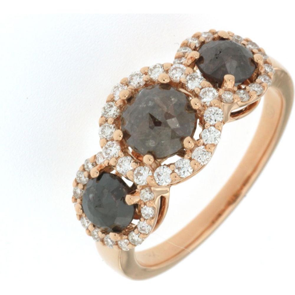 Royal 18K Rose Gold Mocha & White Diamond Halo Ring - 2.25 Carat Total Diamond Weight