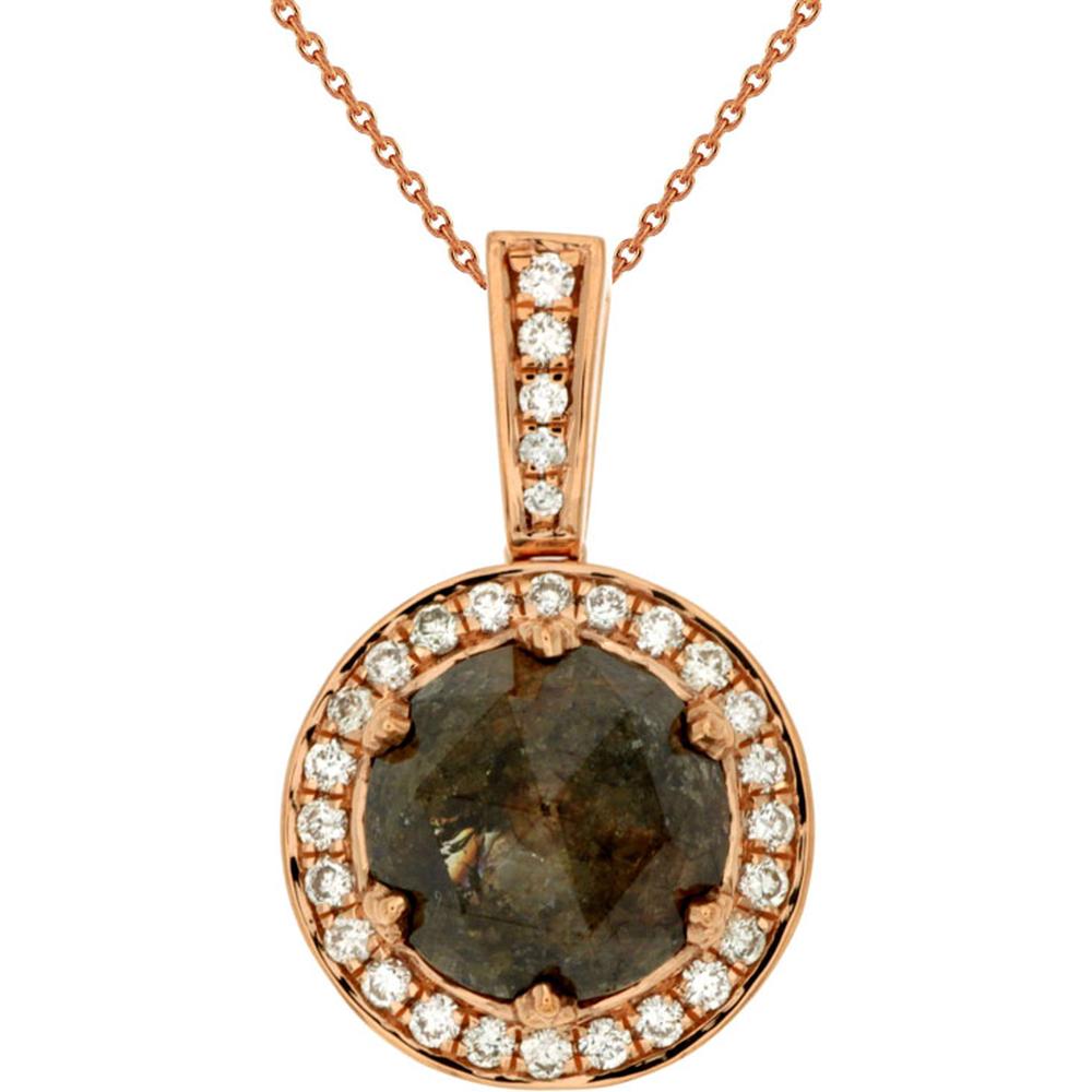 Royal 18K Rose Gold Mocha & White Diamond Pendant - 2.50 Carat Total Diamond Weight