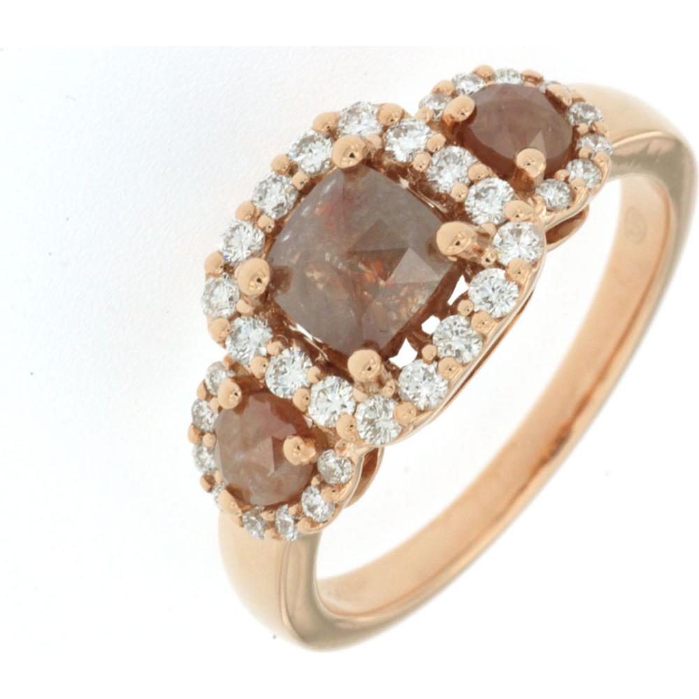 Royal 18K Rose Gold Mocha & White Diamond Ring - 1.25 Carat FAN.D, 0.37 Carat Total Diamond Weight