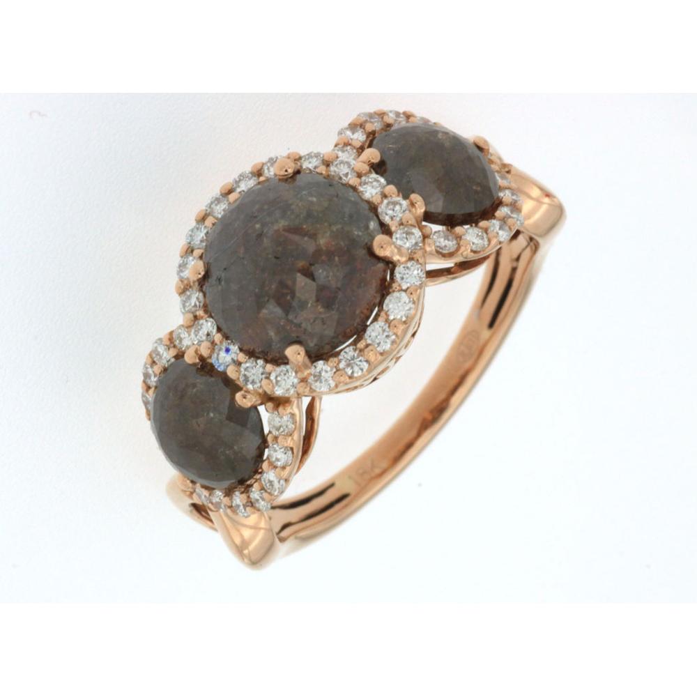 Royal 18K Rose Gold Mocha & White Diamond Ring - 3.00 Carat Total Diamond Weight