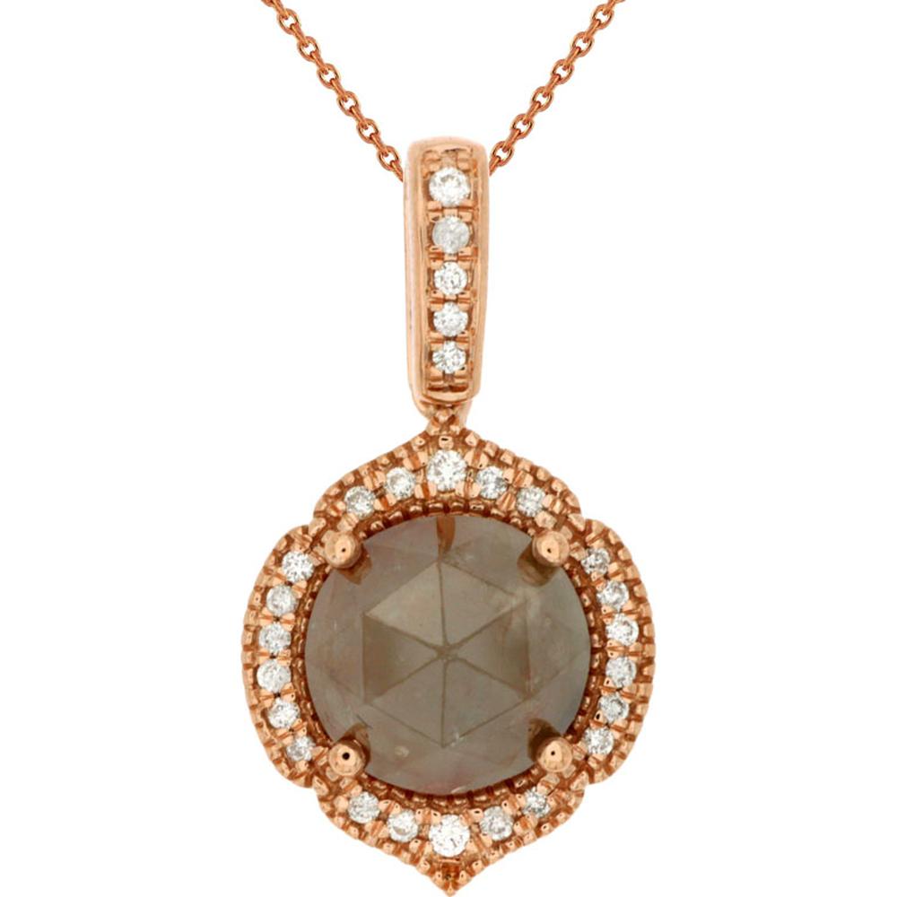 Royal 18K Rose Gold Pendant with Green and White Diamonds - 2.66 Carat Total Diamond Weight