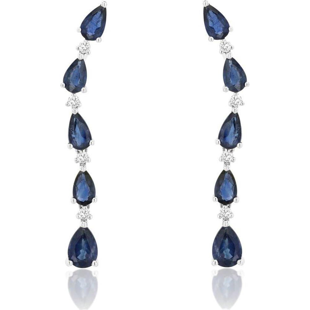 Royal 18K White Gold Drop Earrings with Pear-Shaped Sapphires and Diamonds - 3.13 Carat Total Gem Weight