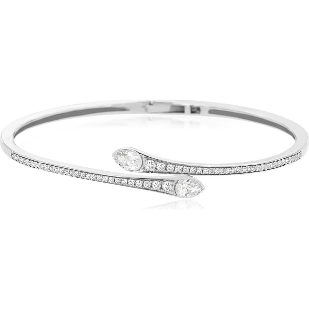 Royal 18K White Gold Elegant Diamond Bangle with 1.14 Carat Brilliant Cut Diamond