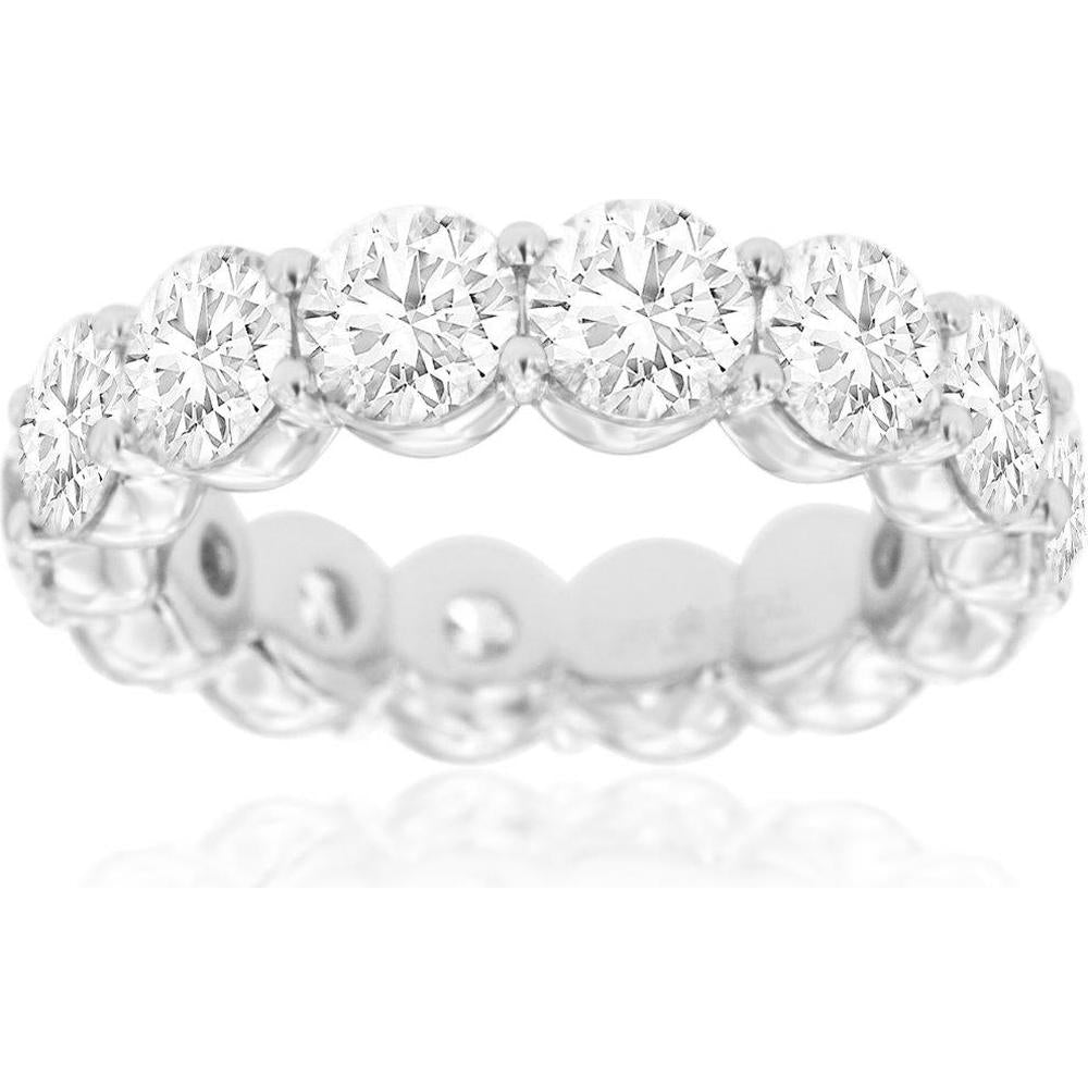 Royal 18K White Gold Eternity Band with U-Prong Set Round Lab-Grown Diamonds - 7.20 Carat Total Diamond Weight