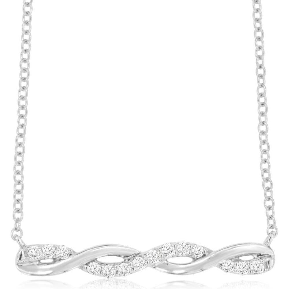 Royal 18K White Gold Infinity Diamond Necklace with 0.15 Carat Total Weight