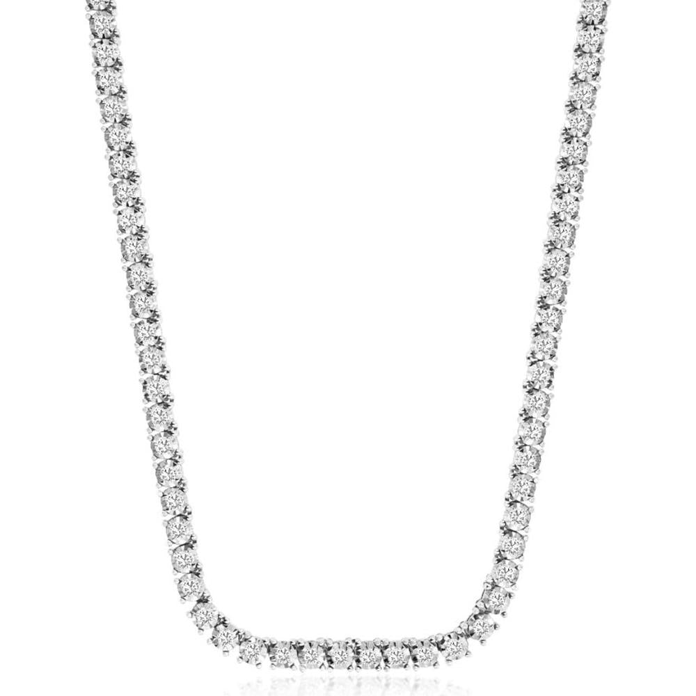 Royal 18K White Gold Tennis Necklace with Round Diamonds - 2.00 Carats Total Diamond Weight