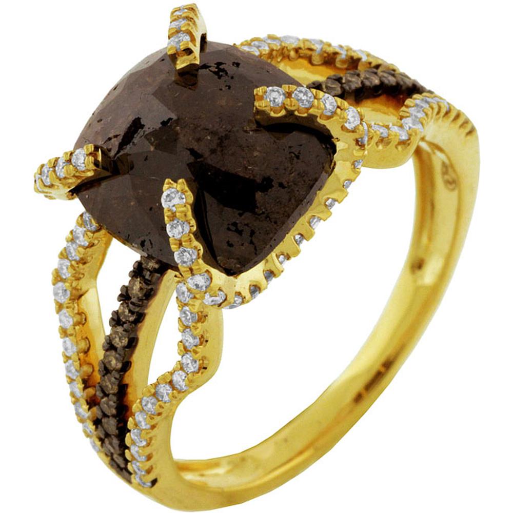 Royal 18K Yellow Gold Diamond and Mocha Diamond Ring - 3.75 Carat Total Diamond Weight