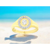 Royal 18K Yellow Gold Diamond Halo Ring with Center 0.32 Carat Diamond