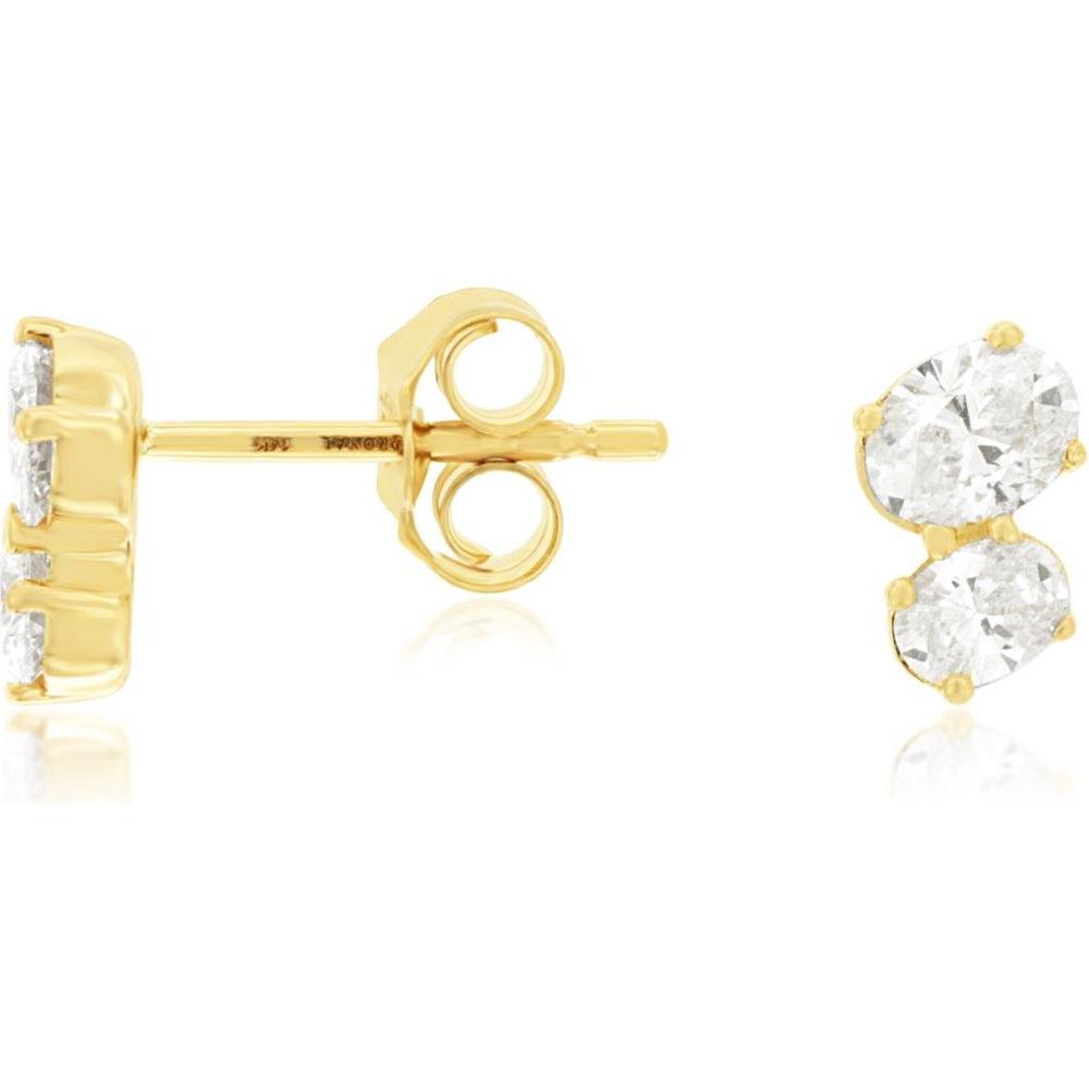 Royal 18K Yellow Gold Diamond Stud Earrings with Double Round-Cut Diamonds - 0.62 Carat Total Diamond Weight