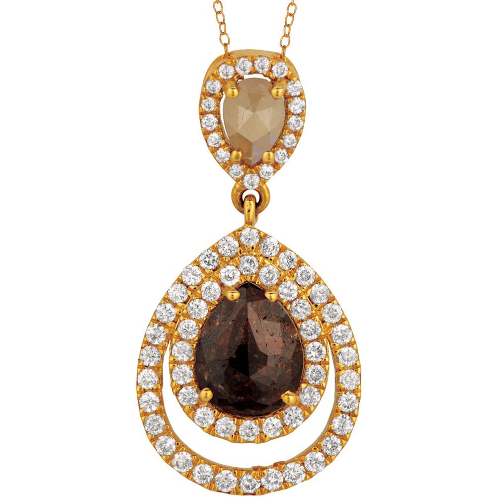 Royal 18K Yellow Gold Fancy Diamond Pendant with Green Diamond - 1.94 Carat Total Gem Weight