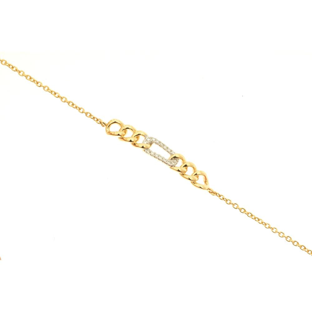 Royal 18K Yellow Gold Fancy Link Bracelet with Pavé-Set Round Diamonds - 0.06 Carats Total Diamond Weight
