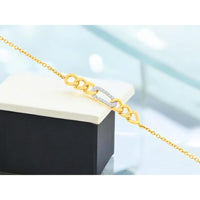 Royal 18K Yellow Gold Fancy Link Bracelet with Pavé-Set Round Diamonds - 0.06 Carats Total Diamond Weight
