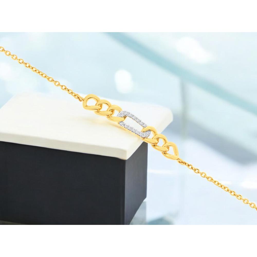 Royal 18K Yellow Gold Fancy Link Bracelet with Pavé-Set Round Diamonds - 0.06 Carats Total Diamond Weight