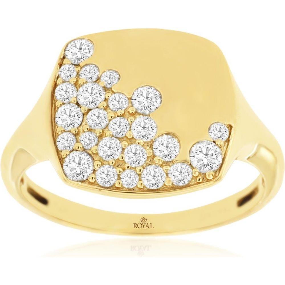 Royal 18K Yellow Gold Free Form Diamond Ring with 0.50 Carat Round Diamonds