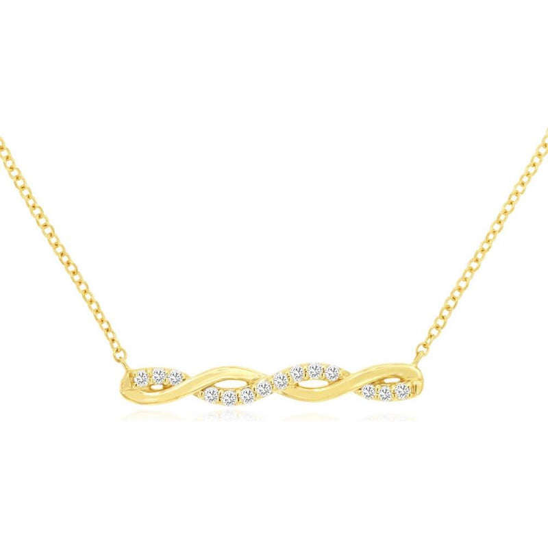 Royal 18K Yellow Gold Freeform Diamond Pendant Necklace - 0.15 Carat Total Diamond Weight