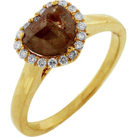Royal 18K Yellow Gold Heart Diamond and Mocha Diamond Ring - 1.01 Carat Total Diamond Weight