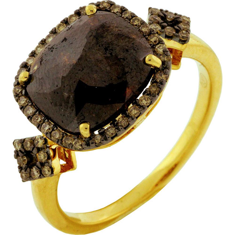 Royal 18K Yellow Gold Mocha Diamond Ring - Timeless Elegance and Luxury