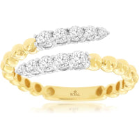 Royal 18K Yellow Gold Open Band Ring with Round Diamonds - 0.45 Carat Total Diamond Weight
