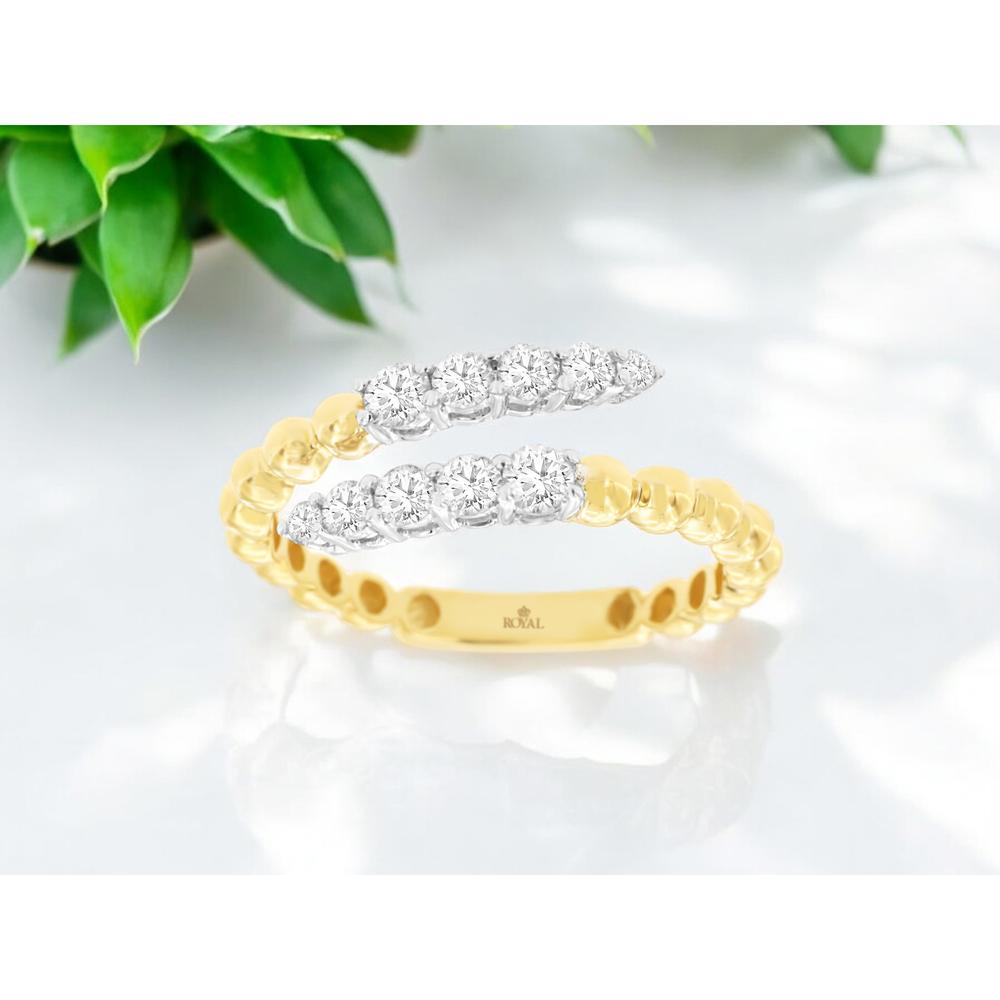 Royal 18K Yellow Gold Open Band Ring with Round Diamonds - 0.45 Carat Total Diamond Weight