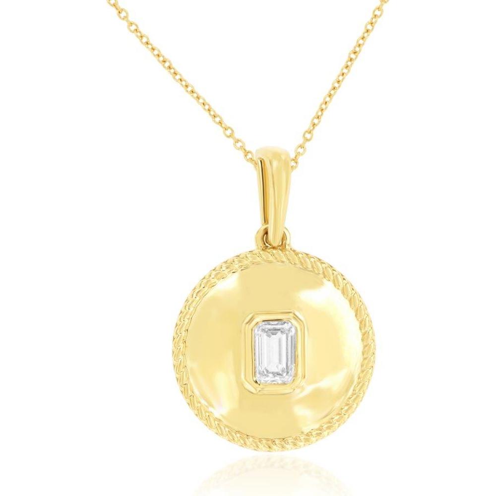 Royal 18K Yellow Gold Pendant with Emerald Cut Diamond - 0.24 Carat Total Weight