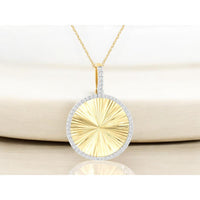 Royal 18K Yellow Gold Sunburst Pendant with 0.18 Carat Total Diamond Weight
