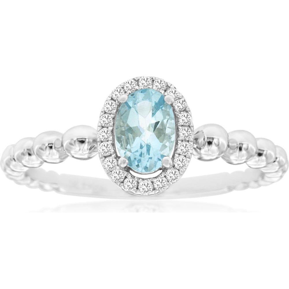 Royal Aquamarine Dream 14K White Gold Diamond Ring - 0.35 Carat Aquamarine, 0.08 Carat Diamonds