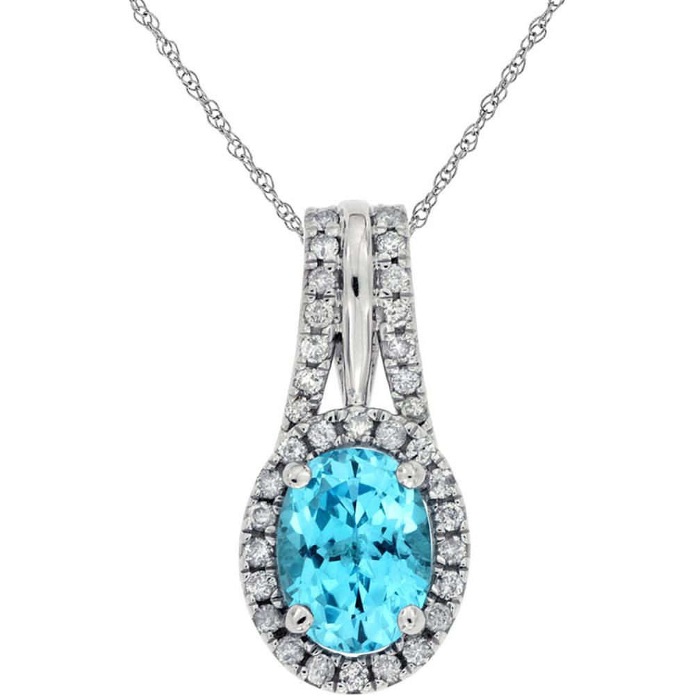 Royal Blue Topaz & Diamond Accent Pendant - 14K White Gold Brilliance