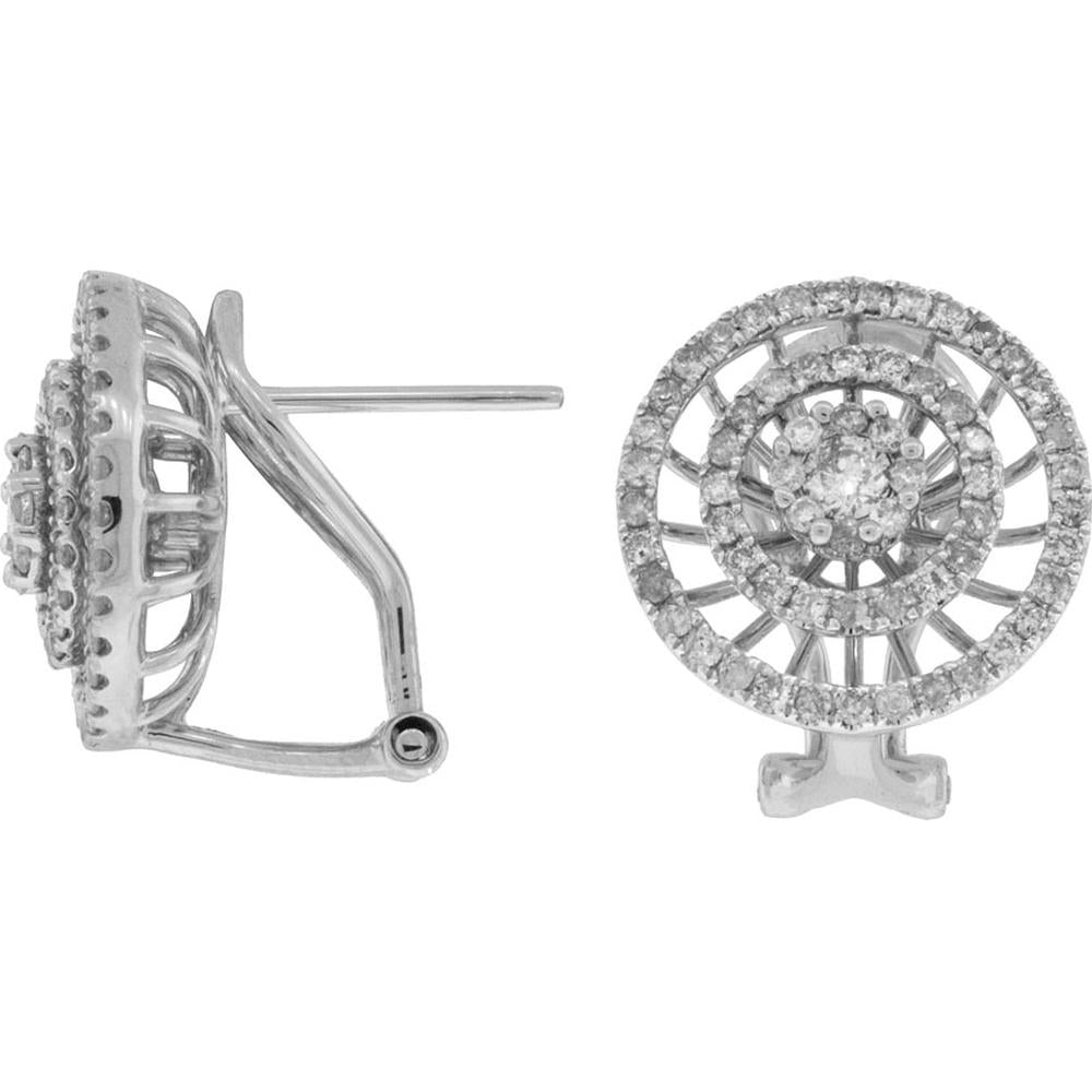 Royal Brilliant Sparkle 14K White Gold Round Diamond Earrings - 1.05 Carat Total Diamond Weight