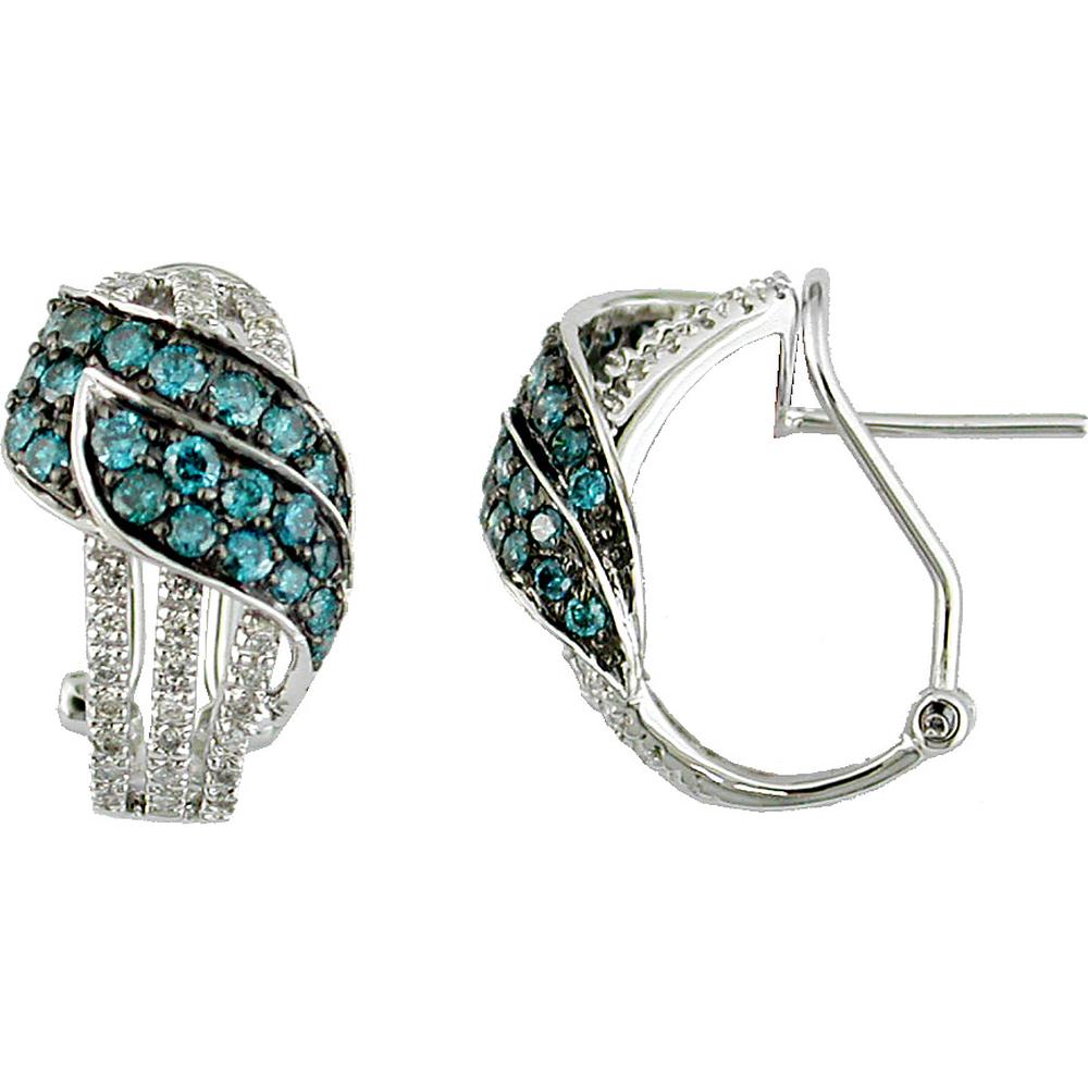 Royal Celestial 14K White Gold Blue Diamond & Diamond Earrings - 1.28 Carat Total Gem Weight