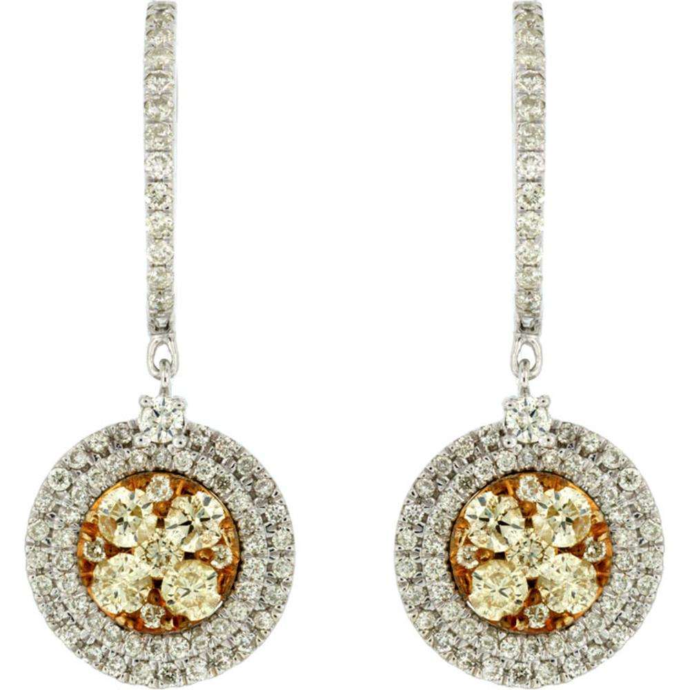Royal Celestial Glow 14K White Gold Yellow Diamond & Diamond Earrings - 1.55 Carat Total Diamond Weight