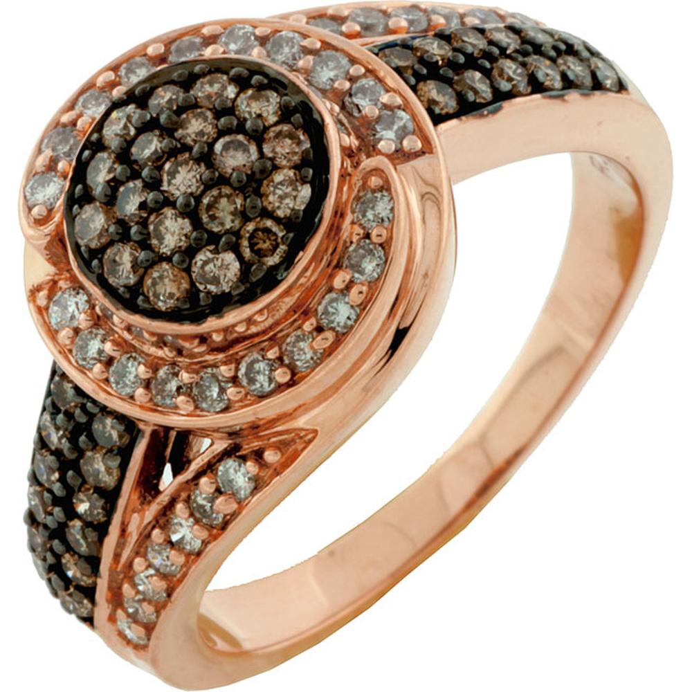 Royal Charming 14K Rose Gold Diamond & Mocha Diamond Ring - 0.30 Carat Main Stone, 0.45 Carat Additional Stone