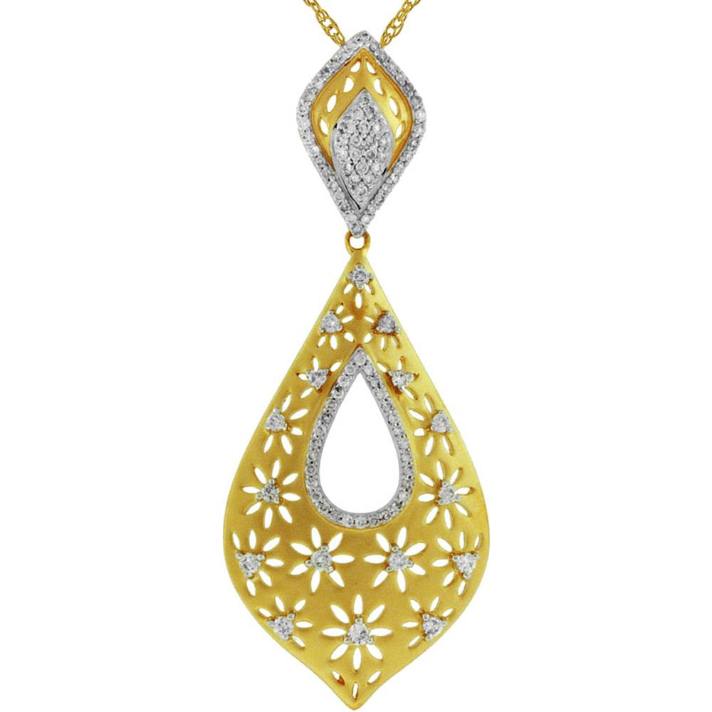 Royal Charming 14K Yellow Gold Diamond Pendant with 0.65 Carat Round Diamond