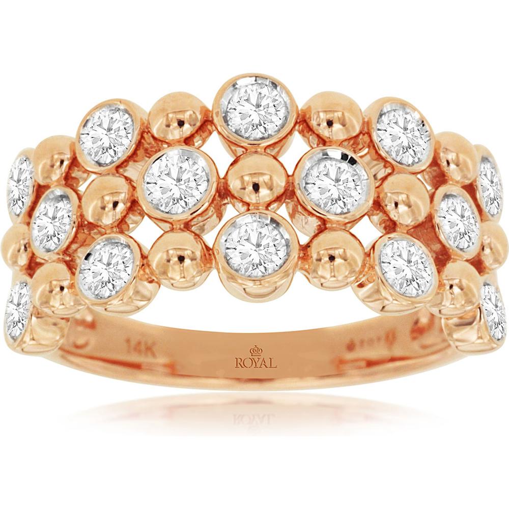 Royal Dazzling 14K Rose Gold Diamond Ring - Timeless Elegance