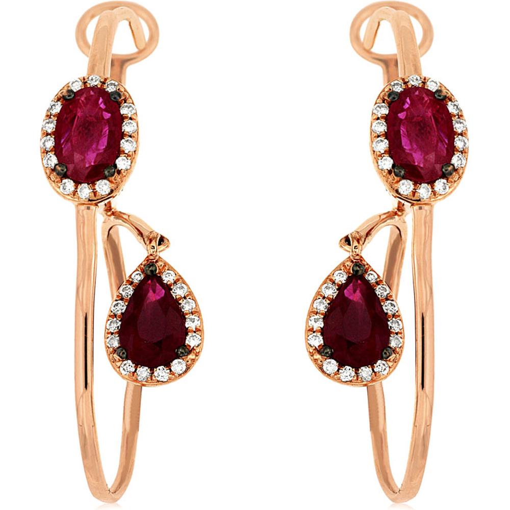 Royal Dazzling 14K Rose Gold Ruby & Diamond Earrings - Exquisite Luxury Jewelry