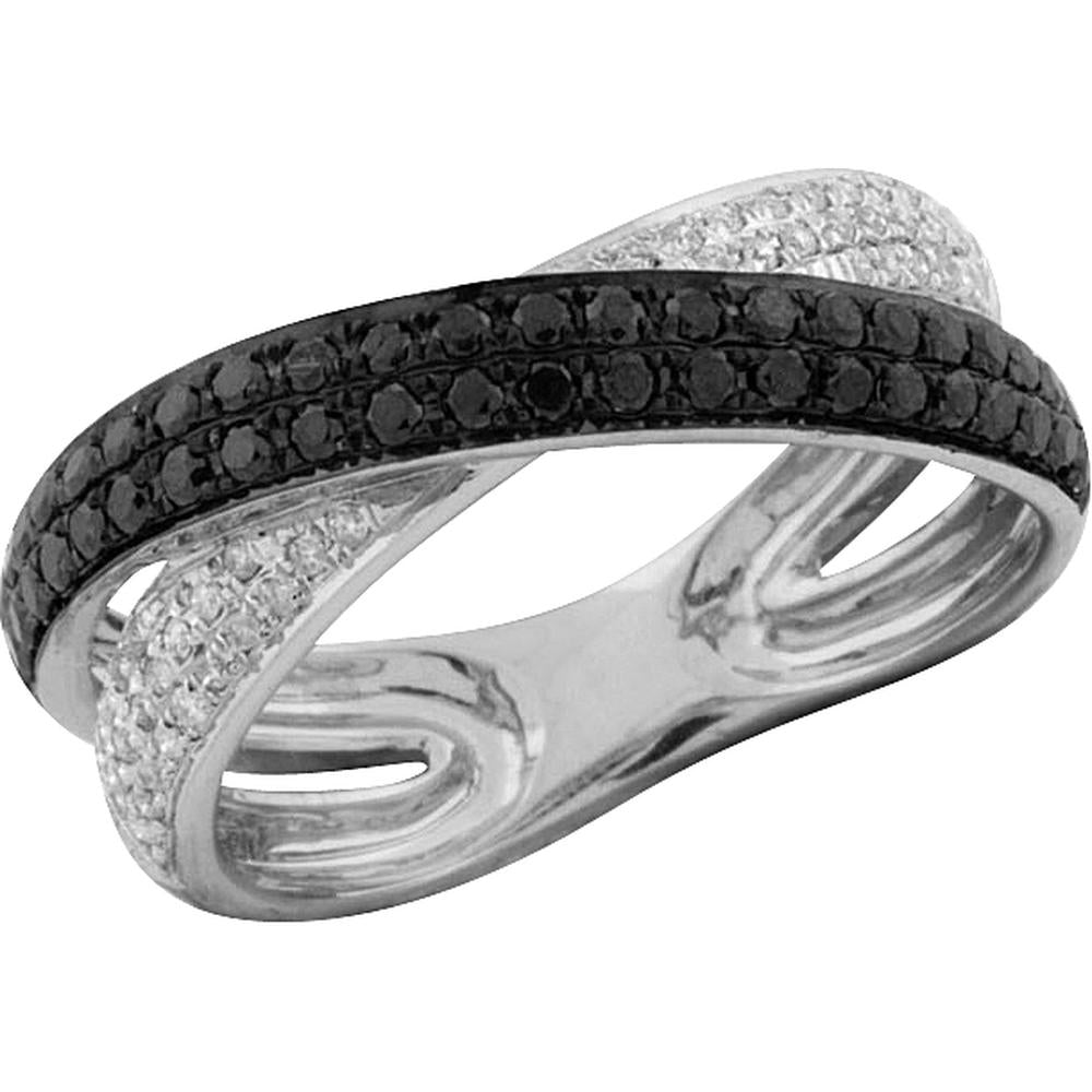 Royal Dazzling 14K White Gold Black and White Diamond Ring