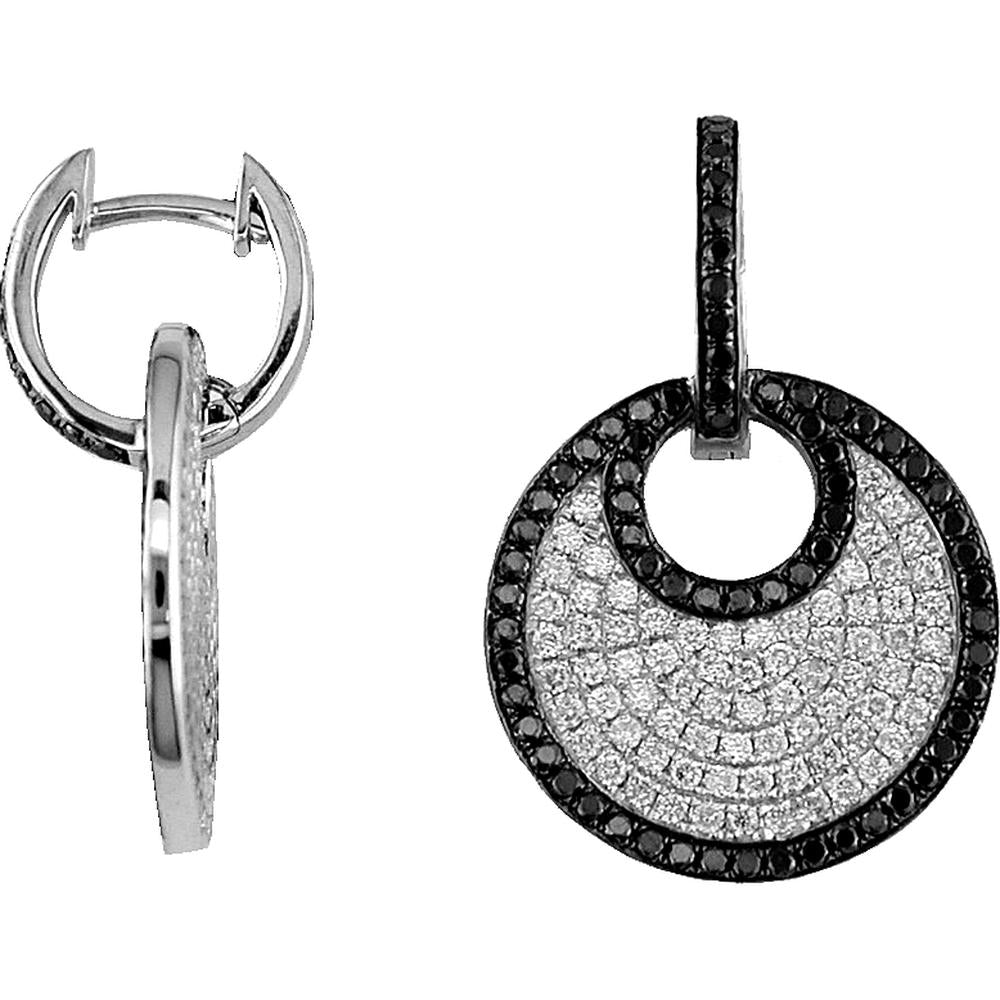 Royal Dazzling 14K White Gold Diamond & Black Diamond Earrings - 1.05 Carat Total Diamond Weight