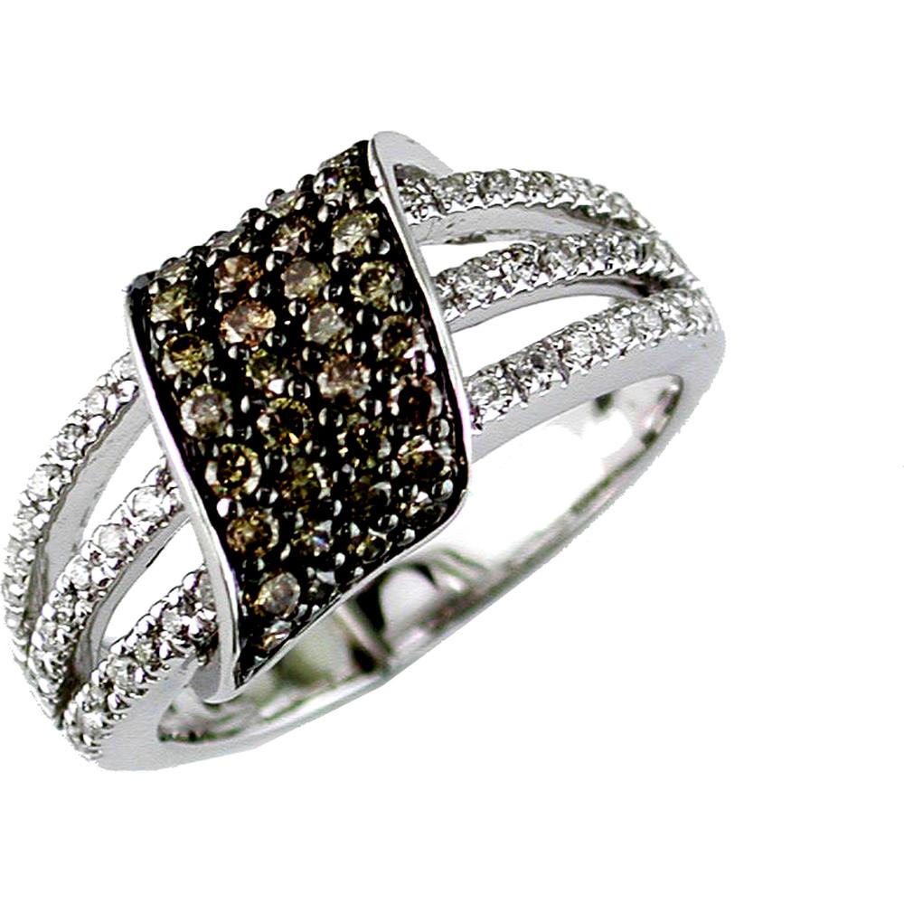 Royal Dazzling 14K White Gold Diamond & Mocha Diamond Halo Ring
