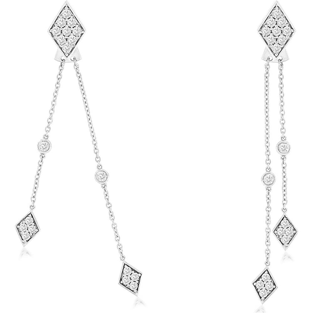 Royal Dazzling 14K White Gold Diamond Earrings - 0.80 Carat Total Weight